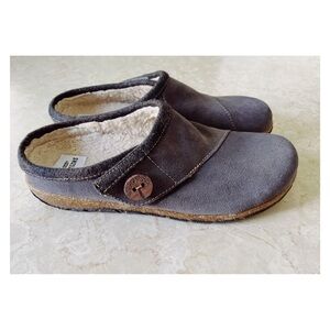 Earth Origins Sz 10 Women's Gray Suede Shearling Lined Comfort Clog